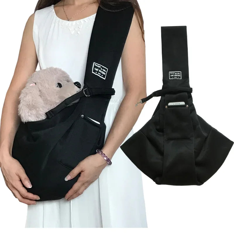 Small Dog Cat Slings Carrier Bag Travel Tote Soft Comfortable Hands-free Pouch Handbag with Cell Phone Pocket Pet Products